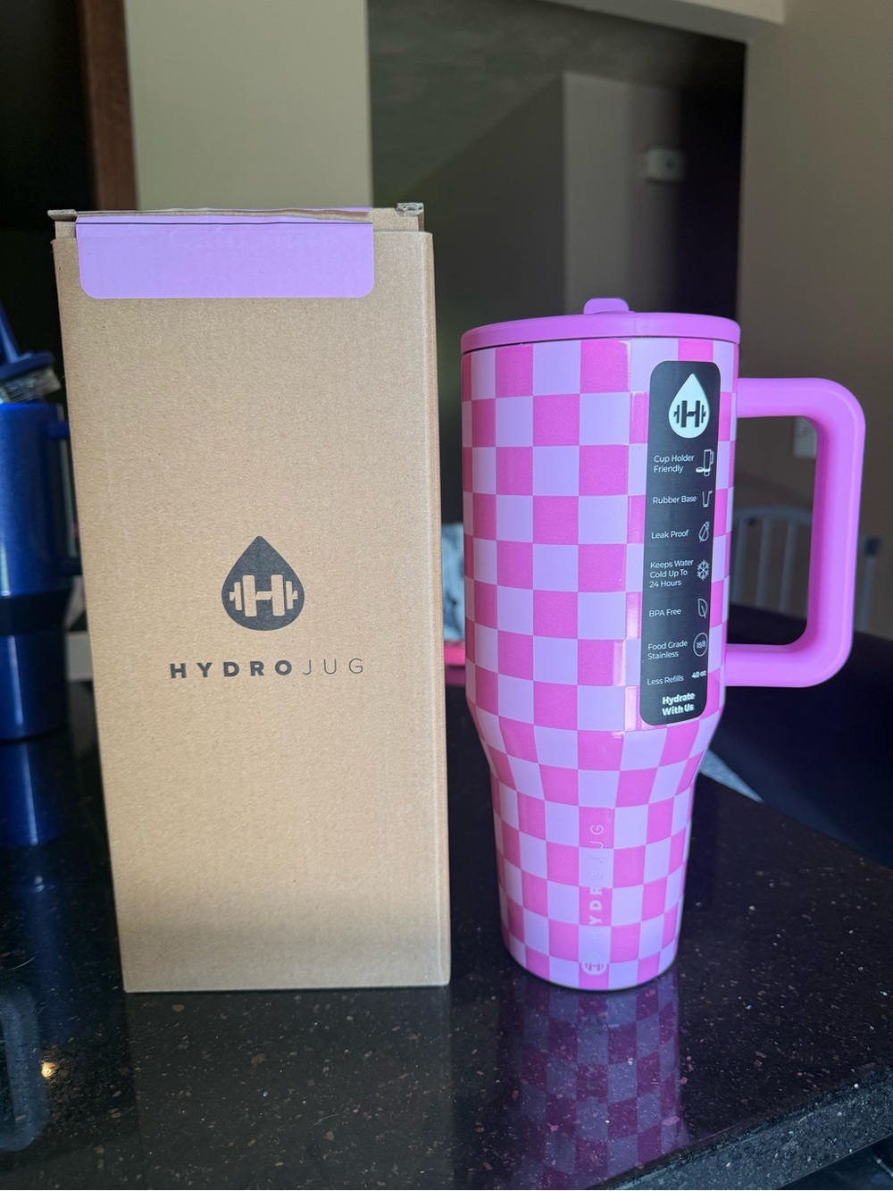 HydroJug 40oz traveler - bubblegum checkers